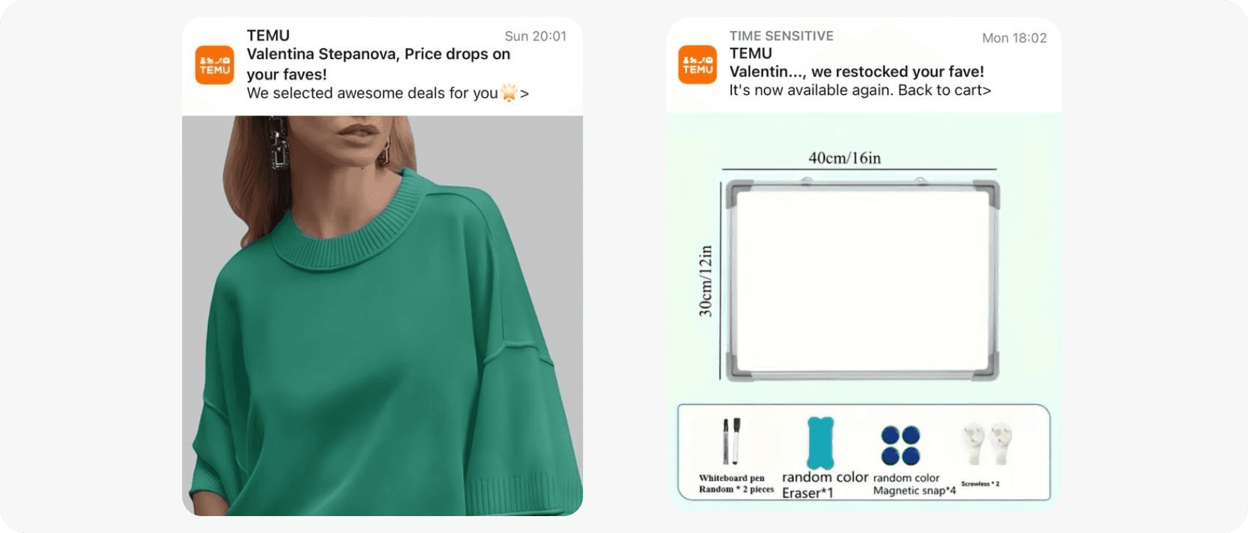 Abandoned cart push notification add urgency